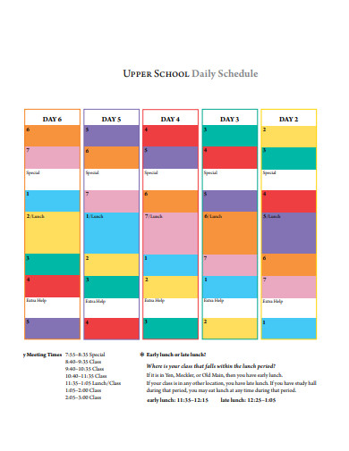 upper high school daily schedule