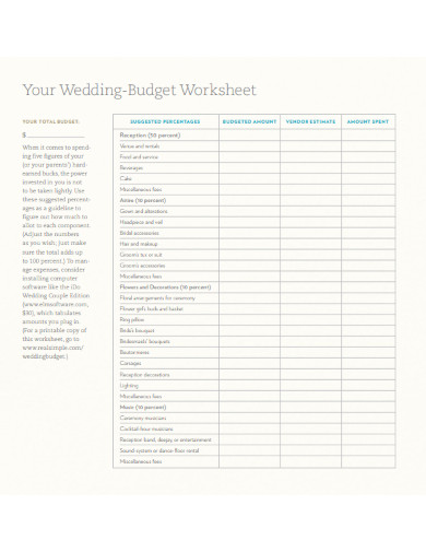 wedding budget worksheet 