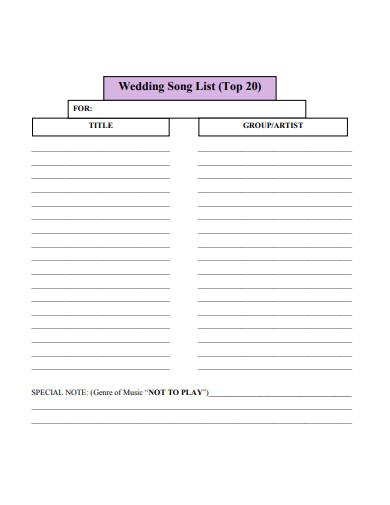 wedding long list