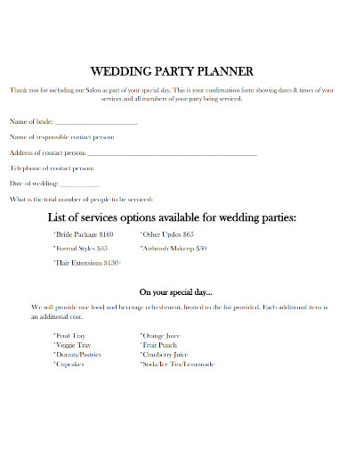 wedding party planner