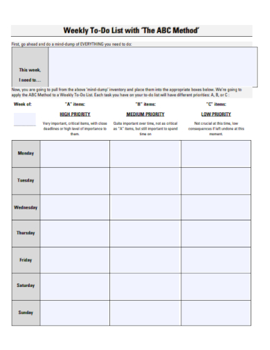 weekly do list template