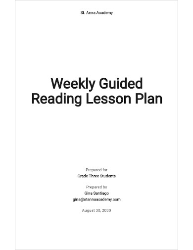 weekly guided reading lesson plan