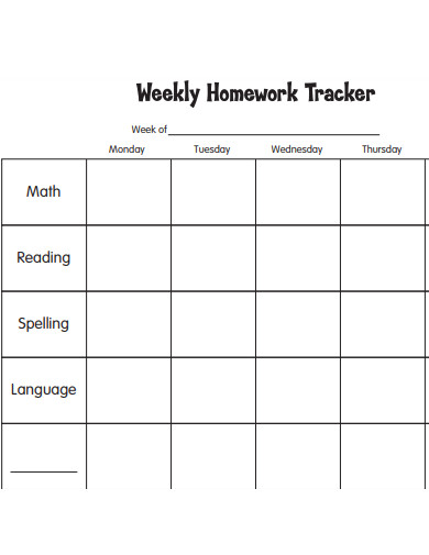 weekly homework tracker