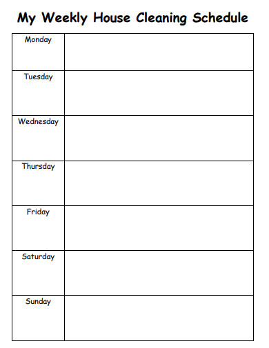 weekly house cleaning schedule