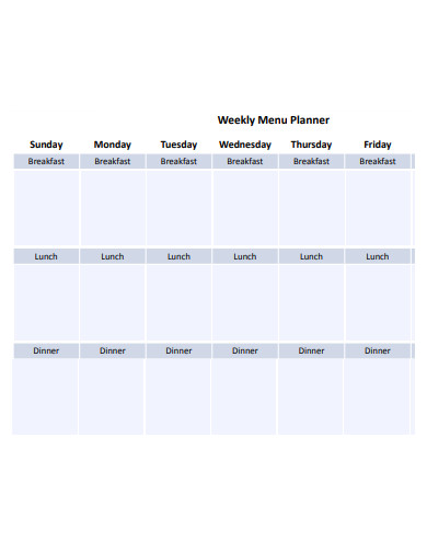 FREE 10+ Weekly Menu Planner Samples in PDF | MS Word | Apple Pages