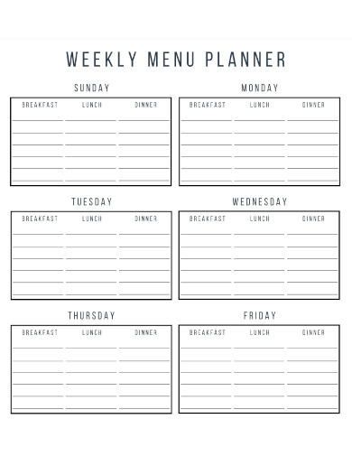FREE 10 Menu Planner Samples In PDF