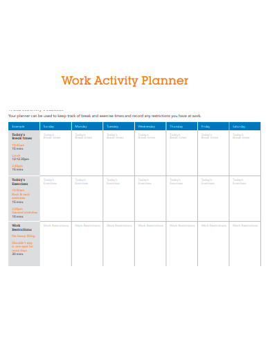 work activity planner