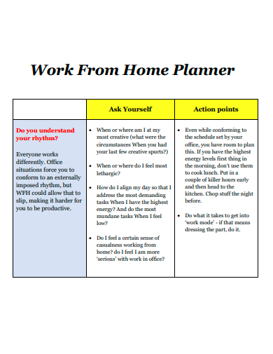 work from home planner