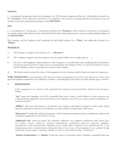 working employment agreement template