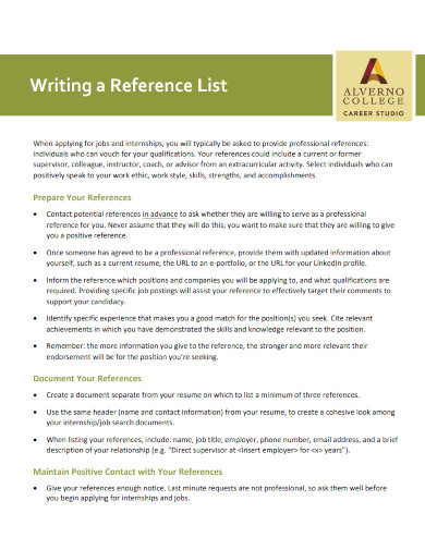 writing a reference list