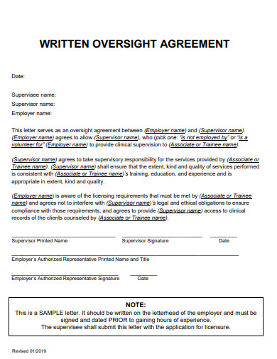 written oversight agreement