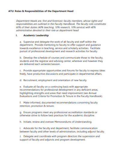 academic leadership roles and responsibilities