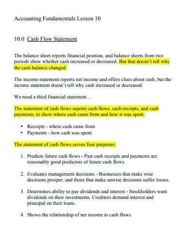 accounting fundamentals cash flow statement