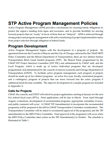 active program management policies