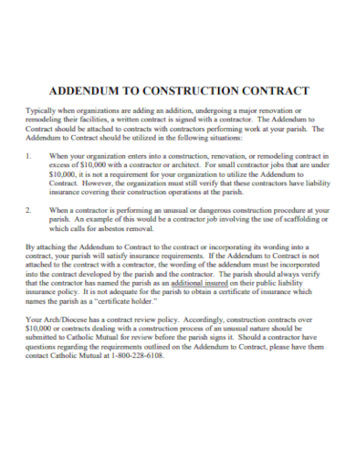 addendum to construction contract