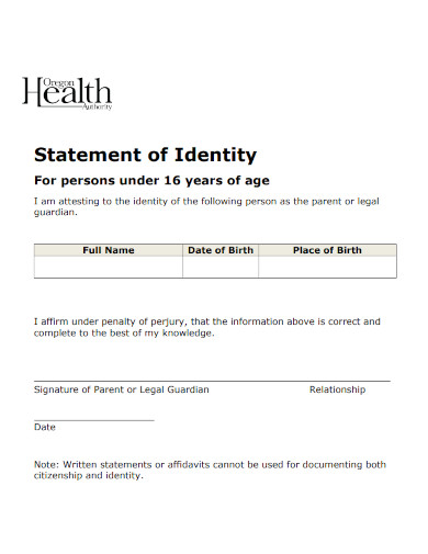 affidavit of identity statement