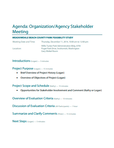 agenda organization meeting