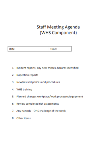 agenda for staff meeting