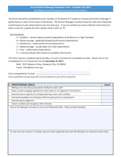 annual district manager evaluation form