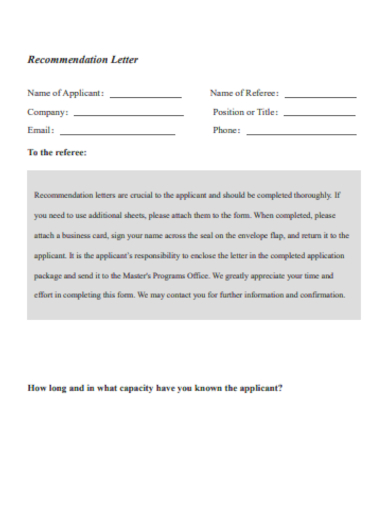 applicant recommendation letters