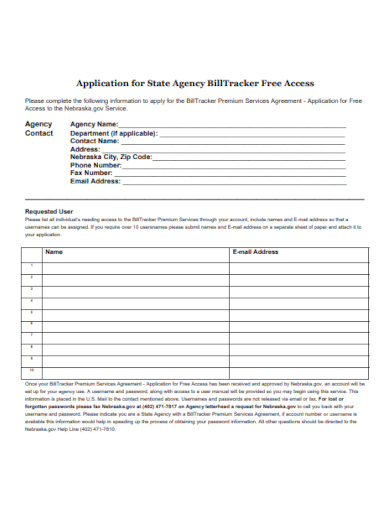 application for agency bill tracker