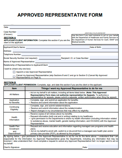 approved representative form