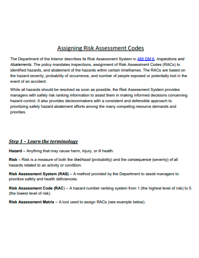 assigning risk assessment codes