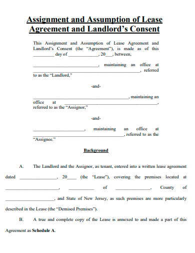 assignment and assumption of lease agreement