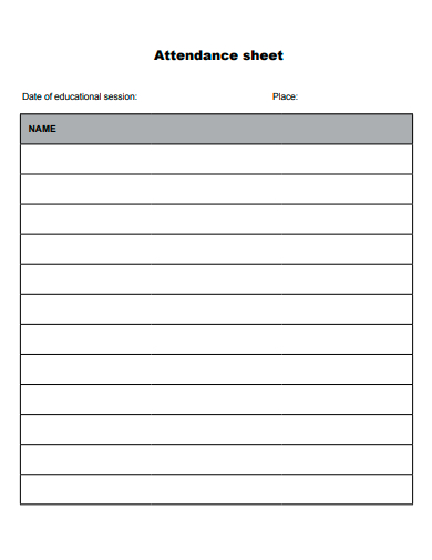 attendance sheet example