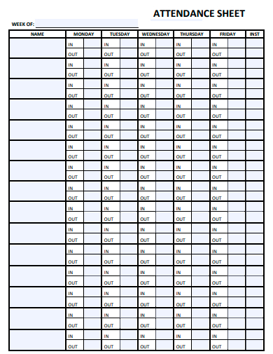 attendance sheet format