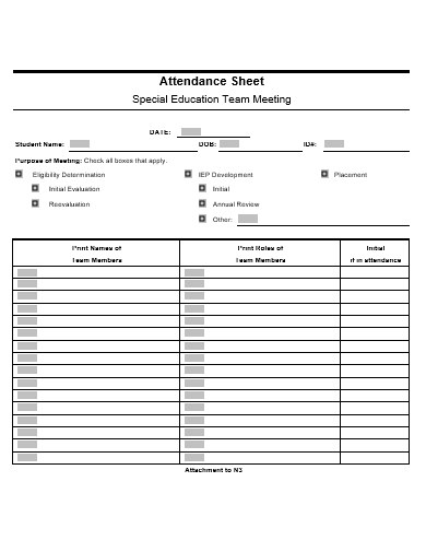 attendance sheet in doc