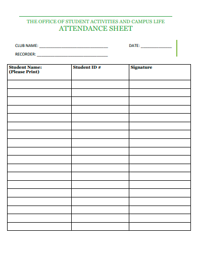 attendance sheet in pdf