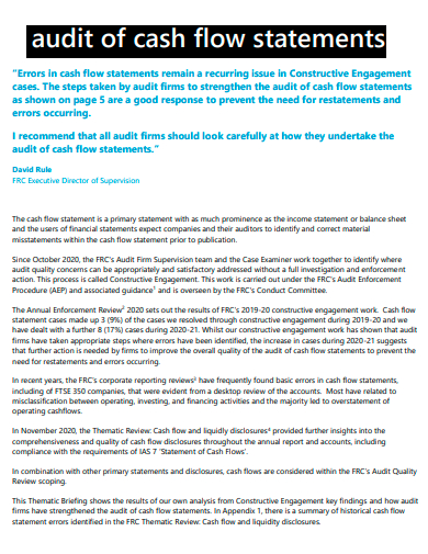 audit of cash flow statement