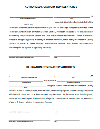 authorized signatory representative