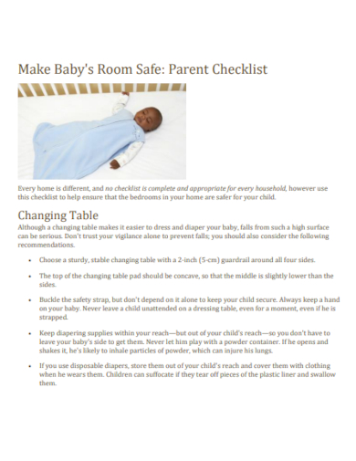 baby room safe check list