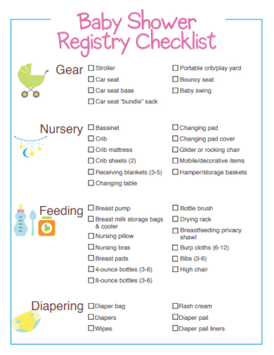 baby shower registry check list