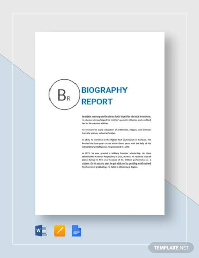 biography report template
