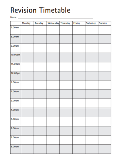 blank revision timetable