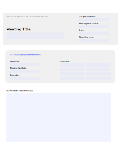 blank weekly team meeting agenda