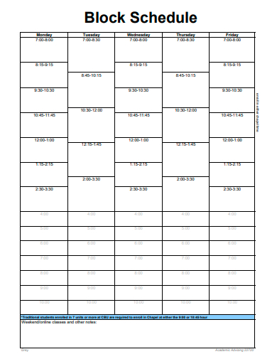 block schedule