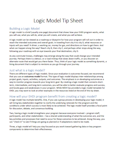 building logic model tip sheet