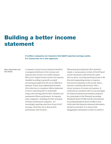 building income statement