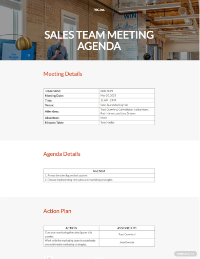 business agenda template