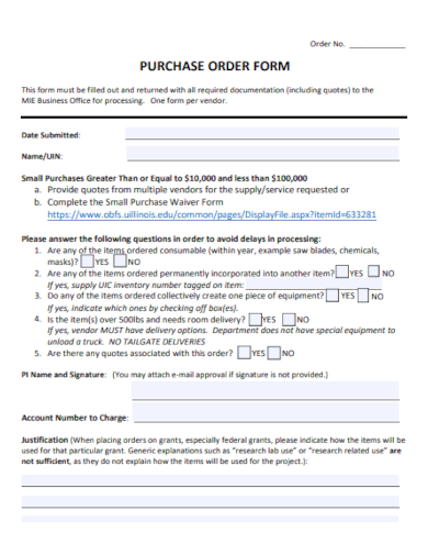business purchase order form