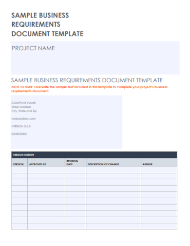 business requirements document sheet
