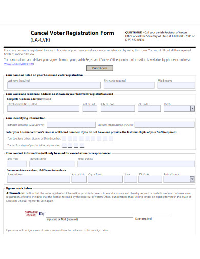 cancel voter registration form