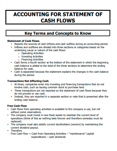 cash flow statement for accounting