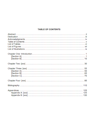 chapter table of content