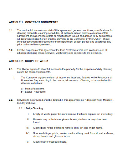 cleaning contract template 