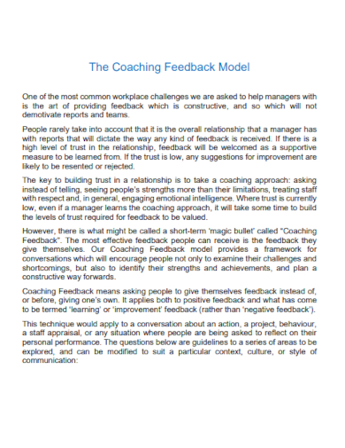 coaching feedback model